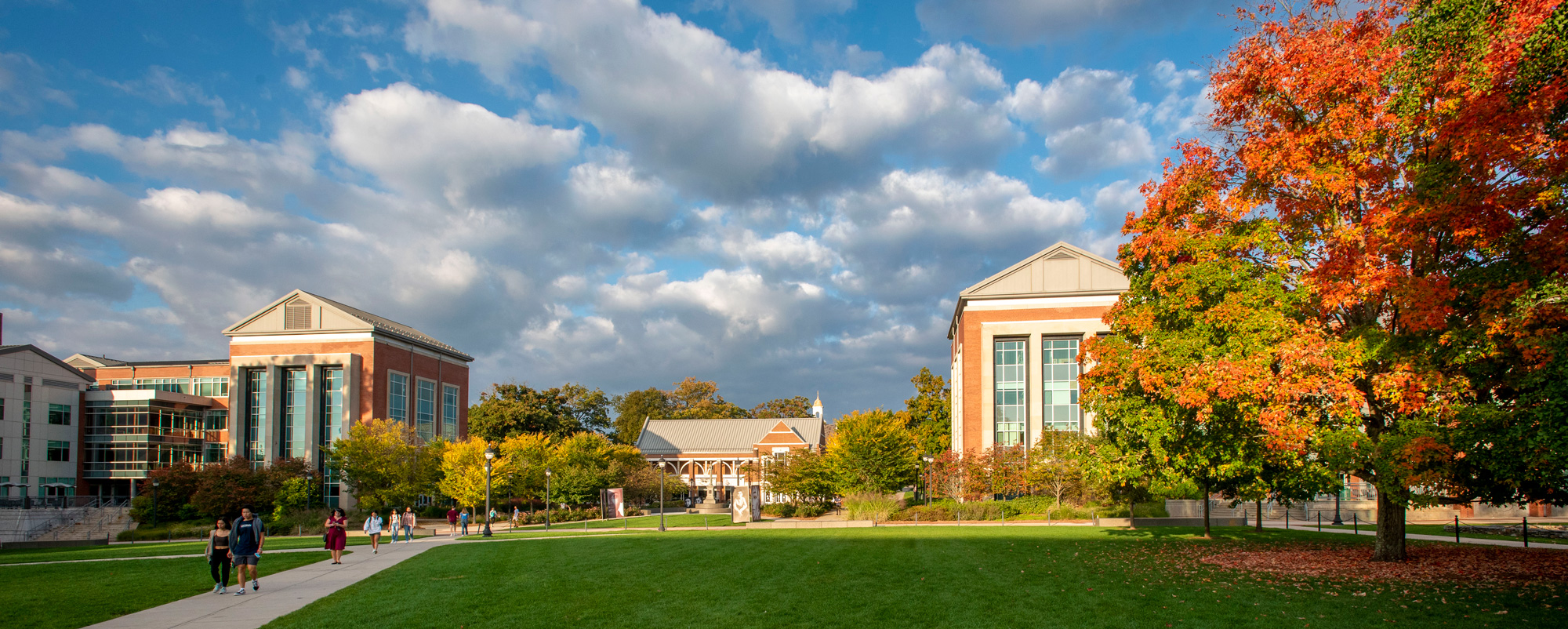 A fall view of campus from the Student Union Mall.